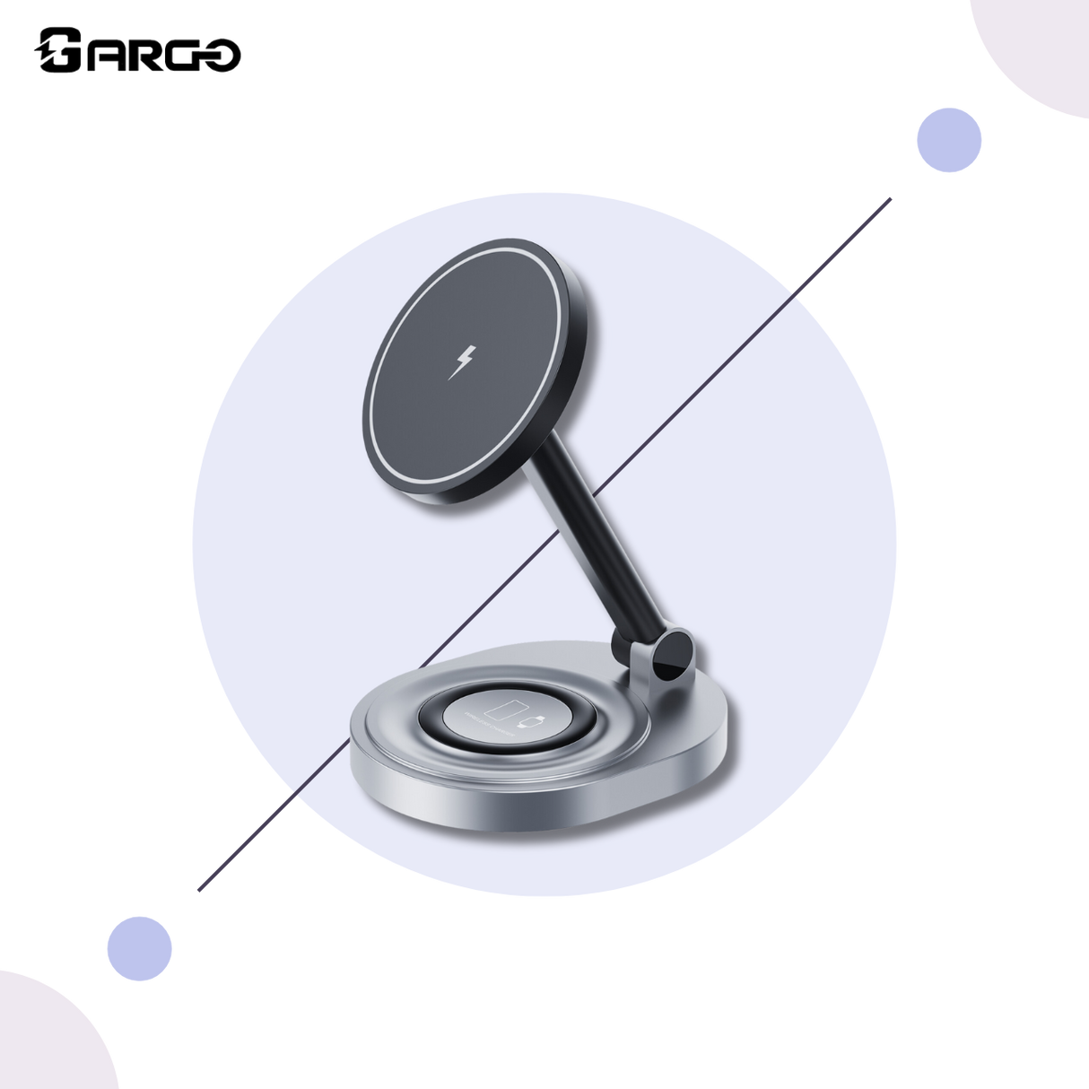 ARGO-W14 MagSafe 15W 多功能磁吸無線充電座(180度可調角度設計)