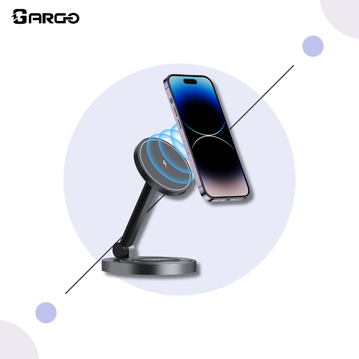 ARGO-W14 MagSafe 15W 多功能磁吸無線充電座(180度可調角度設計)