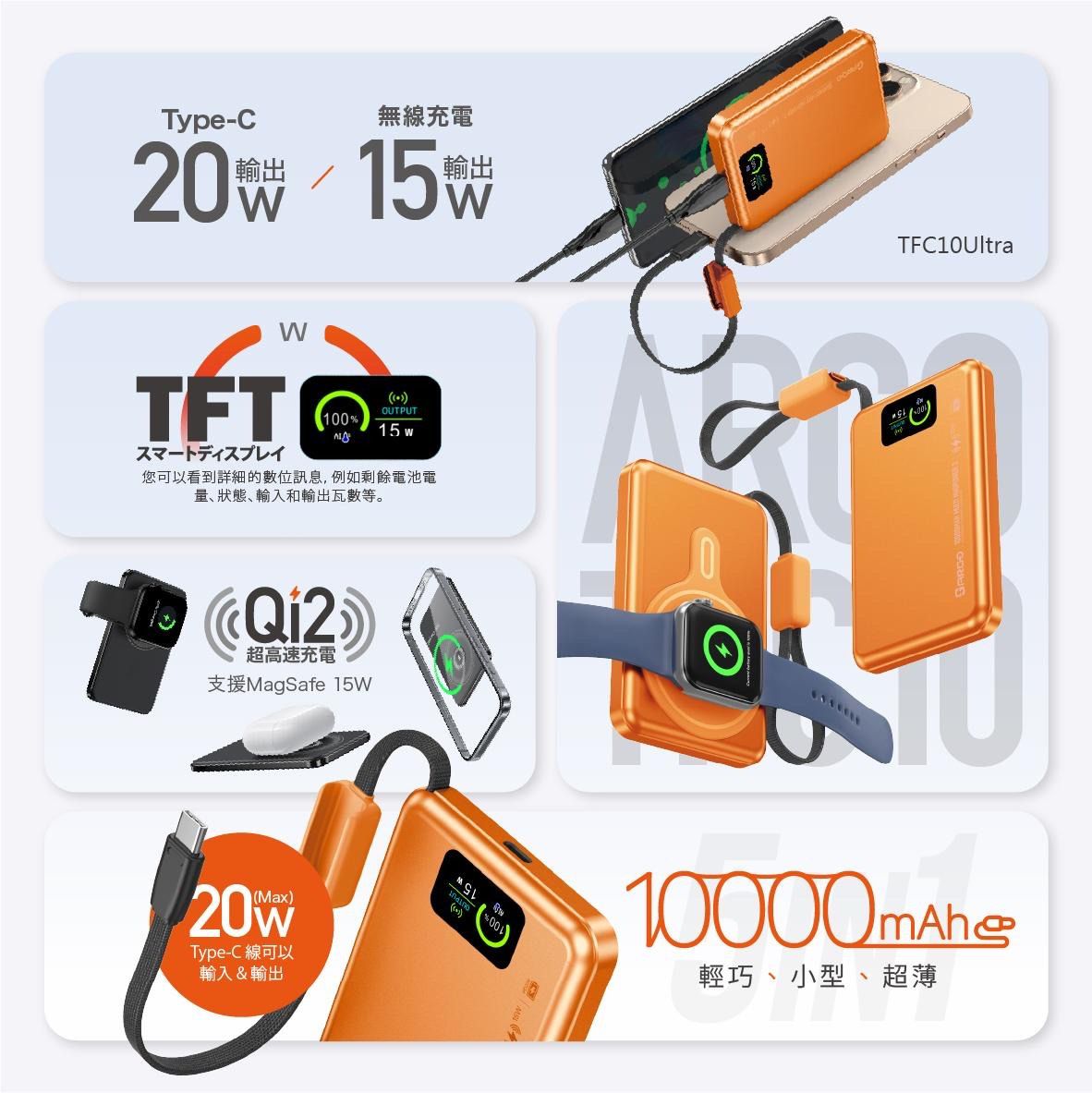 ARGO TFC10 Ultra 5合1 10000mAh 行動電源