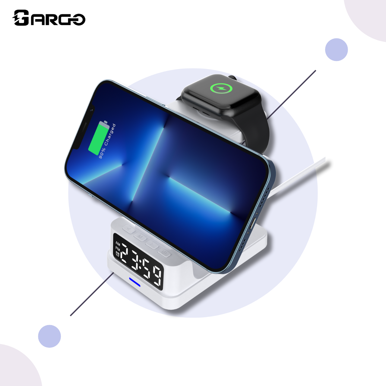 ARGO-MT4 15W 磁吸4合1無線充電座