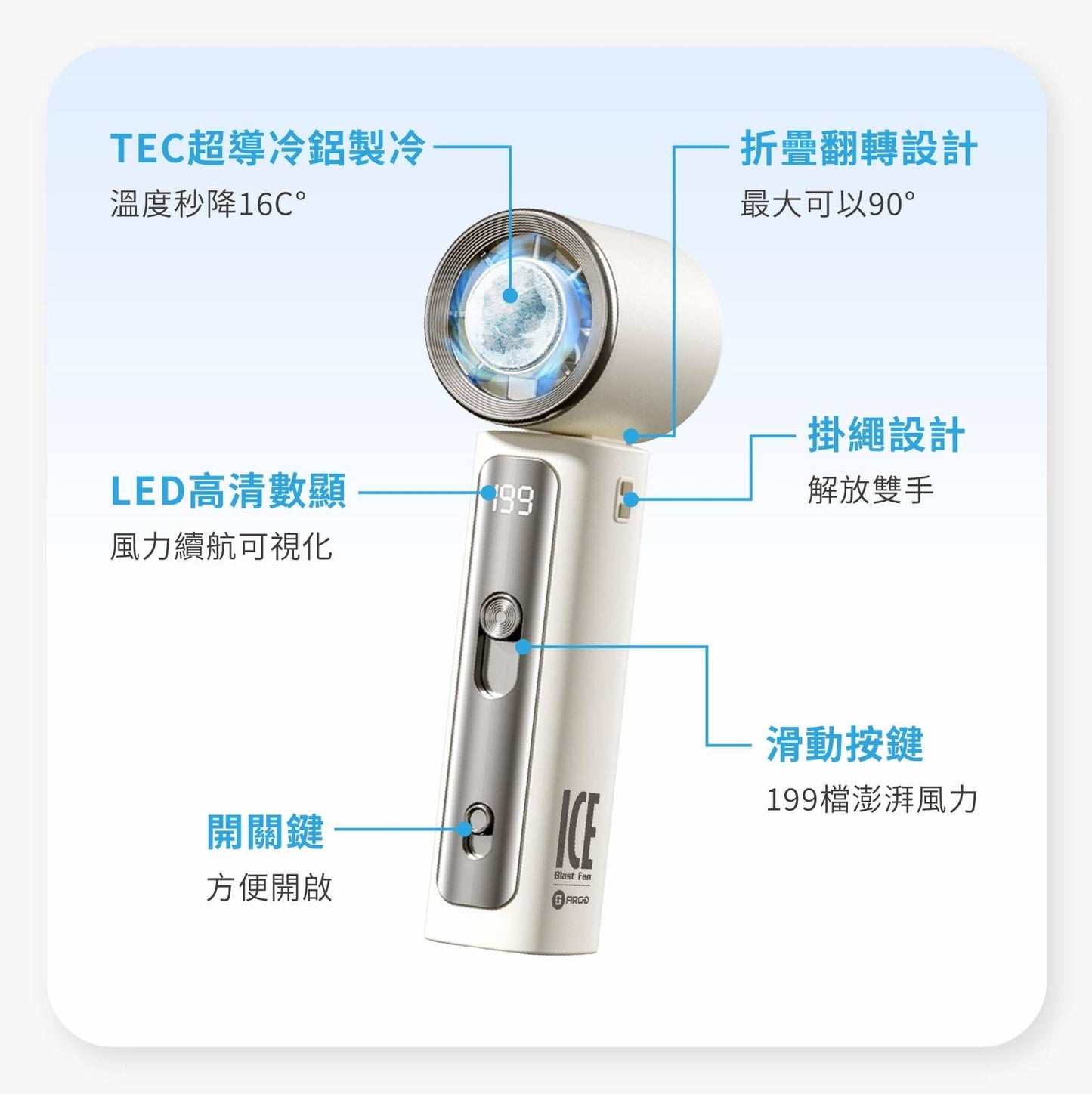 ARGO IceBlast Fan 手持冰敷高速風扇